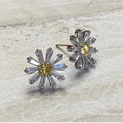 Amy and Annette 18K White Gold over Sterling Citrine Daisy Earrings