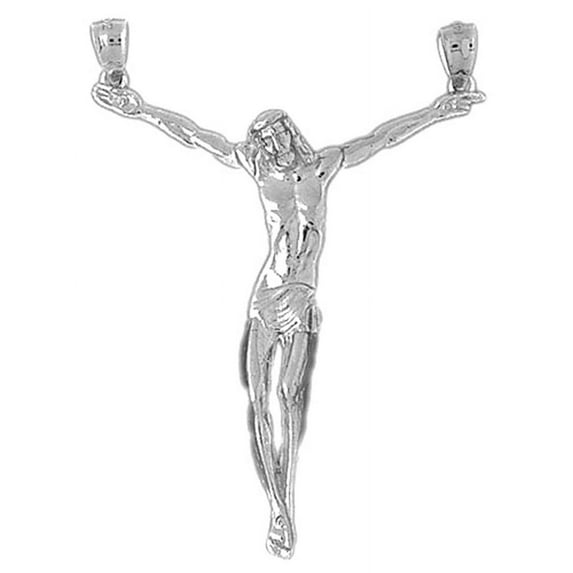 18K White Gold Corpus Jesus Pendant - 54 mm