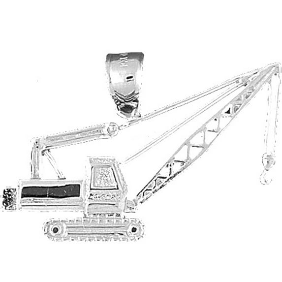 18K White Gold Crane Pendant - 25 mm
