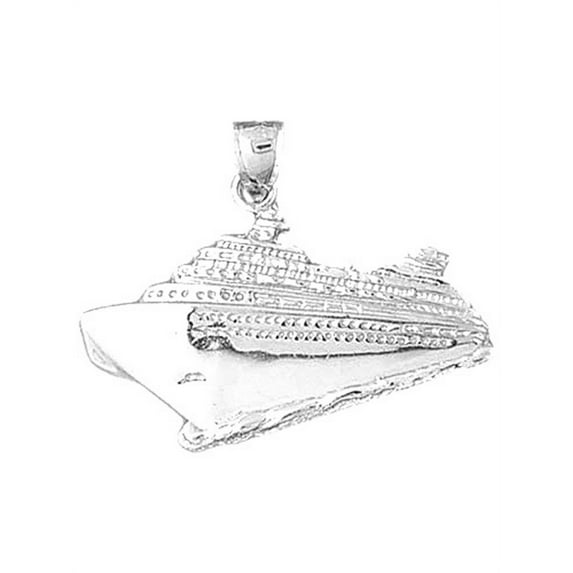 18K White Gold Cruise Ship Pendant - 28 mm
