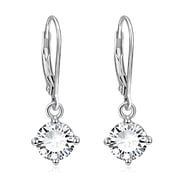 Leverback Drop and Dangle Earrings with Simulated Diamonds in 18K White Gold Plated