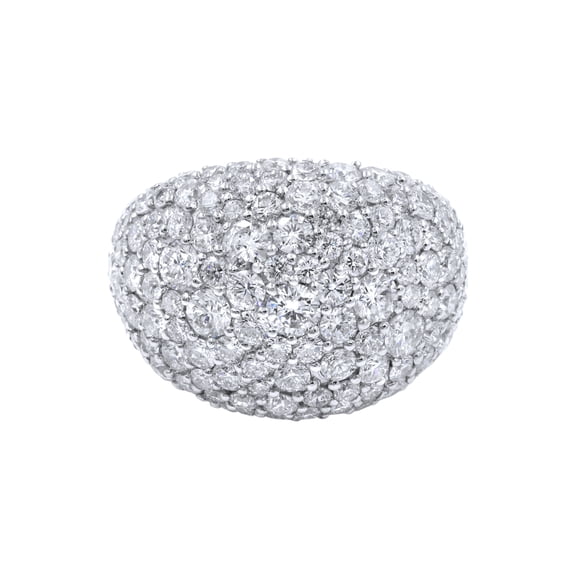 18K White Gold Diamond Cluster Pave Right Hand Ladies Ring 4.75cttw Size 6.5