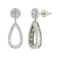 thumbnail image 1 of 18K White Gold Diamond Dangling Earrings Teardrop Shape Halo Studs Screw back ( G , VS ), 1 of 4