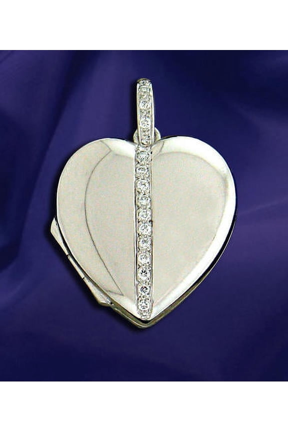 18K White Gold Diamond Set Heart Shaped Locket - over 3/4 Inch X Just over 1 Inch in 18K