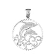 thumbnail image 1 of 18K White Gold Dolphins Jumping Through Hoop Pendant - 38 mm, 1 of 3