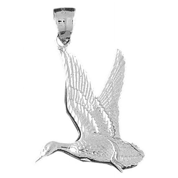 18K White Gold Duck Pendant - 40 mm