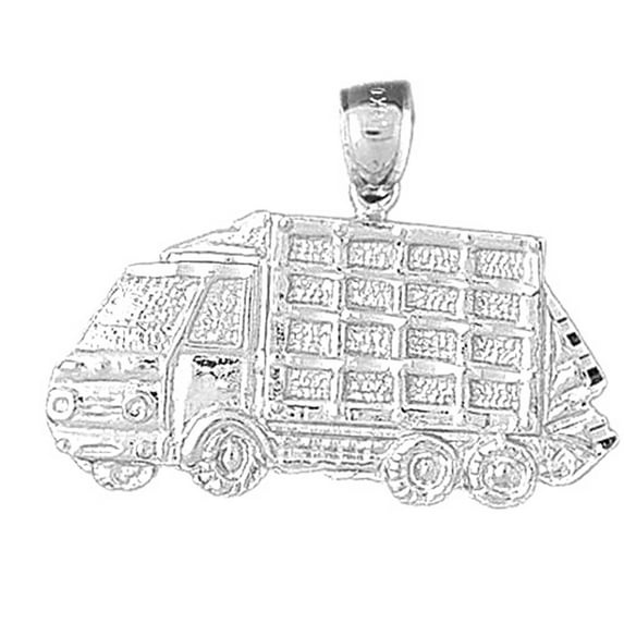 18K White Gold Dump Truck Pendant - 26 mm