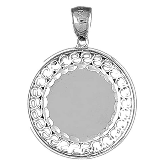18K White Gold Hand-cut Engravable Plate Pendant - 32 mm