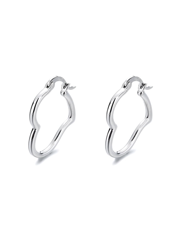 Amy and Annette 18K White Gold Plated Heart Hoop Earrings