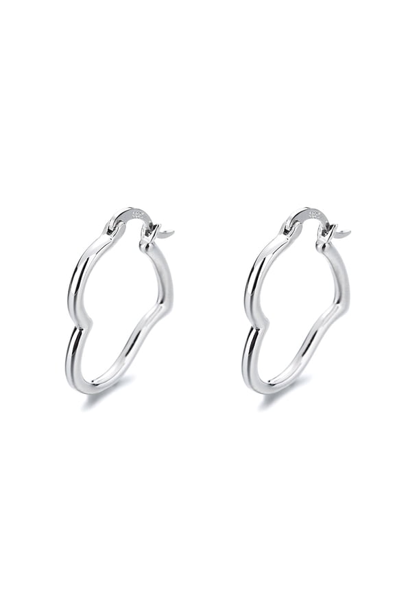 18K White Gold Plated Heart Hoop Earrings