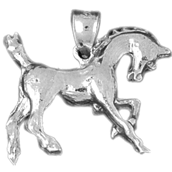 18K White Gold Horse Pendant - 21 mm