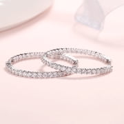 Amy and Annette 18K White Gold Plated Inside Out Hoop Earrings with crystals 40mm