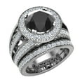 thumbnail image 1 of 18K White Gold Large Black Diamond Wedding Ring Sets for Women Round Cut Halo diamond Rings 4.95 Carat (G,VS1), 1 of 5