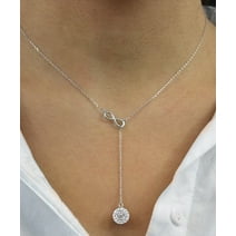 18K White Gold Lariat Ball Drop Necklace with crystals from Swarovski