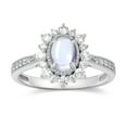 thumbnail image 1 of 18K White Gold Oval Shape Moonstone Cubic Zirconia Engagement Ring, 1 of 2