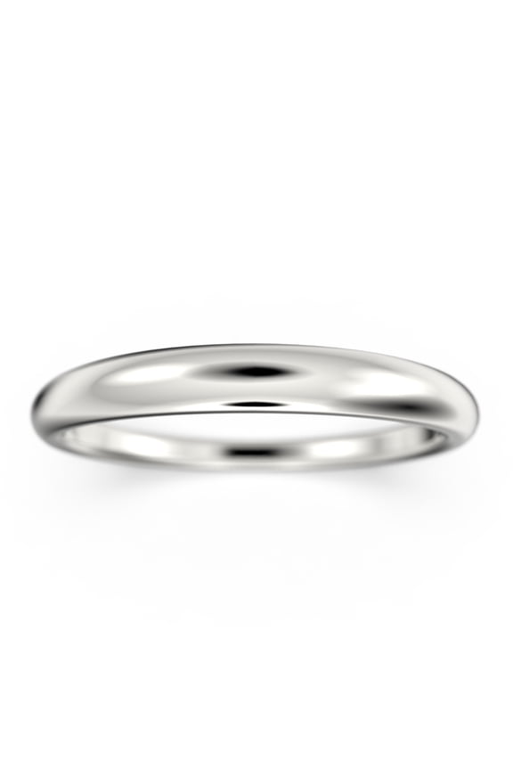 18K White Gold Over Silver Nicely Tapered Wedding Band