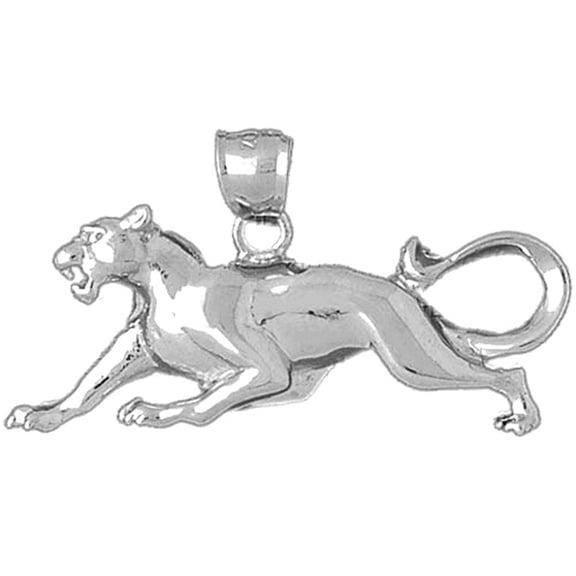 18K White Gold Panther Pendant - 22 mm