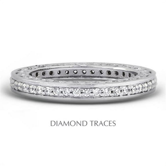 18K White Gold Pave Setting 0.61 Carat Total Natural Diamonds Vintage Eternity Ring