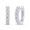 thumbnail image 1 of 18K White Gold Plated 5 Stone Hoop Earrings for Women | 2.5MM Moissanite Diamond Huggie Earrings | Cuff Earrings Huggie Stud Jewelry Gift for Her (0.55 Cttw), 1 of 7
