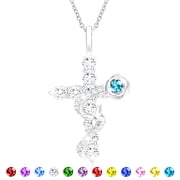 S925 Sterling Silver Plated Rose Cross Necklaces for Women Girls December Birthstone Pendant Chain with Blue Tanzanite Birthday First Communion Jewelry Gifts Te