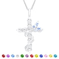 thumbnail image 1 of APSVO S925 Sterling Silver Plated Butterfly Cross Necklaces for Women Girls March Birthstone Necklace with Blue Aquamarine Birthday First Communion Mothers Day Jewelry Gifts Teen Her Mom Kids, 1 of 8