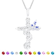 925 Silver Plated Butterfly Cross Necklaces for Women September Birthstone Pendant Chain with Blue Sapphire Birthday Christmas Jewelry Gifts Teen Girls Stocking