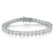 ATOBAO 18K White Gold Plated Cubic Zirconia Classic Graduation Tennis Bracelet Simulated Diamonds with for Women Men Girls