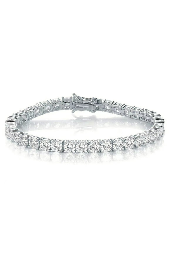 18K White Gold Plated Cubic Zirconia Classic Graduation Tennis Bracelet Simulated Diamonds with for Women Men Girls