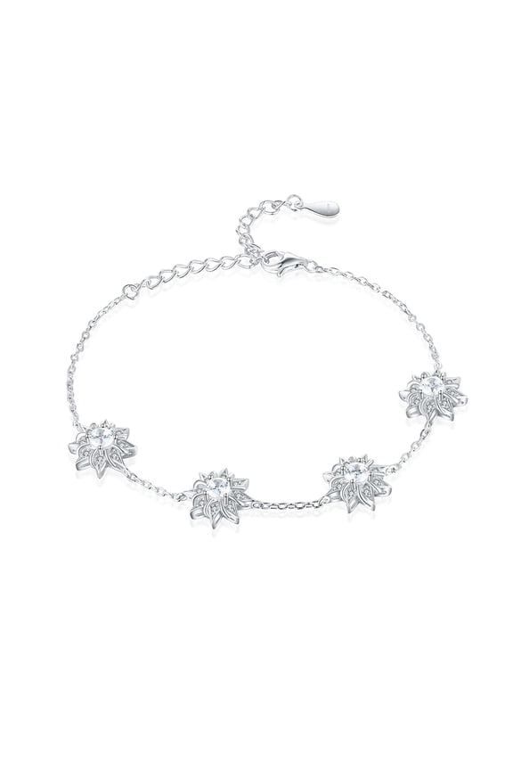 18K White Gold Plated Cubic Zirconia Solitaire Diamond Bracelet |S925 Sterling Silver Bridesmaid Bracelets | Curb Cable Bracelets for Women