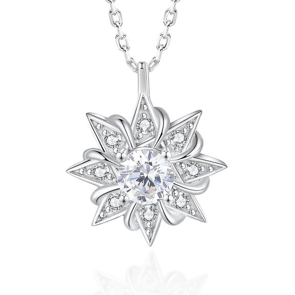18K White Gold Plated Cubic Zirconia Solitaire Diamond Necklace for Women Jewelry Sterling Silver Lab Created Pendant, Gift for Mothers Day Wedding Anniversary, My Wife Daughter Girlfriend