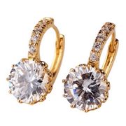 FESHIONN IOBI 18K White Gold Plated Diamond 5.5CTW CZ Solitaire Hoop Earrings For Woman In White Or Yellow Gold