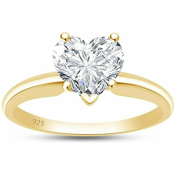 18K White Gold Plated Ring For Women, Engagement Ring, Certified Heart Shape Moissanite Ring, Bridal Ring, Genuine Moissanite Wedding - Engagement Ring