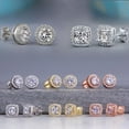 thumbnail image 1 of New 18K White Gold Plated Round Square Cubic Zirconia Studs Earrings, 1 of 1
