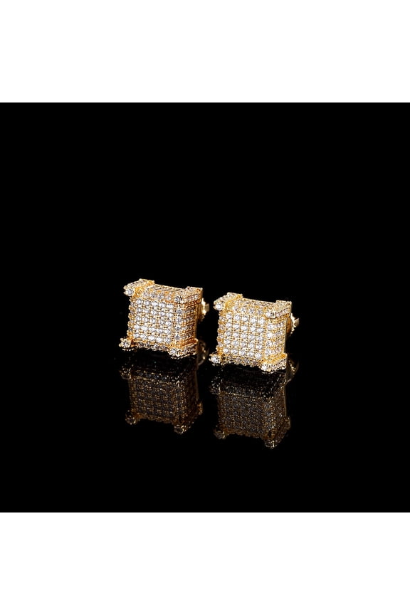 18K White Gold Plated Square Cubic Zirconia Imitation Diamond Halo Earrings
