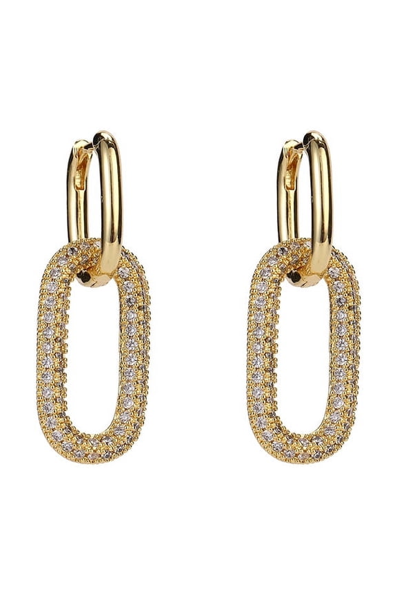 18K White Gold Plated Square Cubic Zirconia Imitation Diamond Halo Earrings