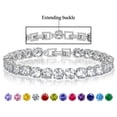 thumbnail image 1 of 18K White Gold Plated Tennis Bracelet with CZ Bracelets with Extending Buckle for Women - Birthstone Bracelet with Crystal,Dainty Birthday Jewelry Gifts for Her, 1 of 9