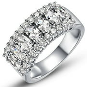 BEDAZZLED BIJOU 18K White Gold Plated White Spinel Princess Cut Ring