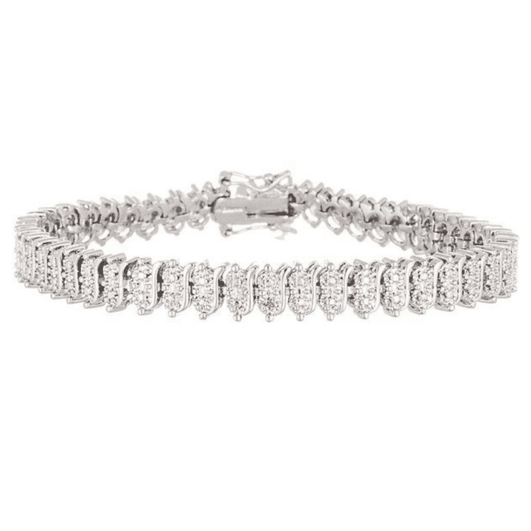 18K White Gold Plated Simulated Diamond Tennis Bracelet, Jewelry