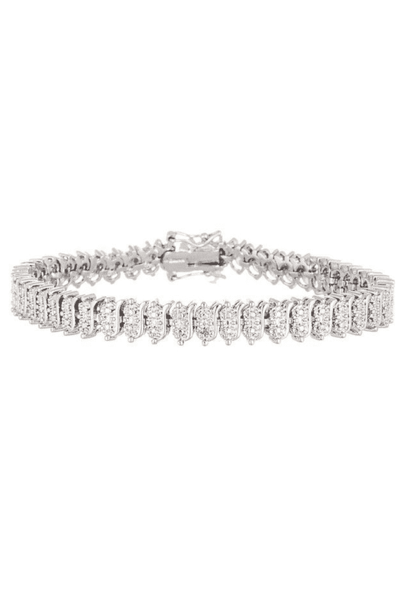 18K White Gold Plated Simulated Diamond Tennis Bracelet, Jewelry