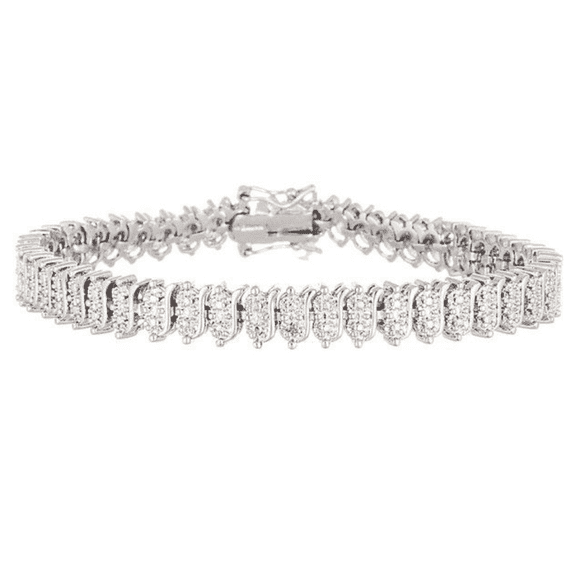 Amy and Annette 18K White Gold Plated Simulated Diamond Tennis Bracelet, Jewelry