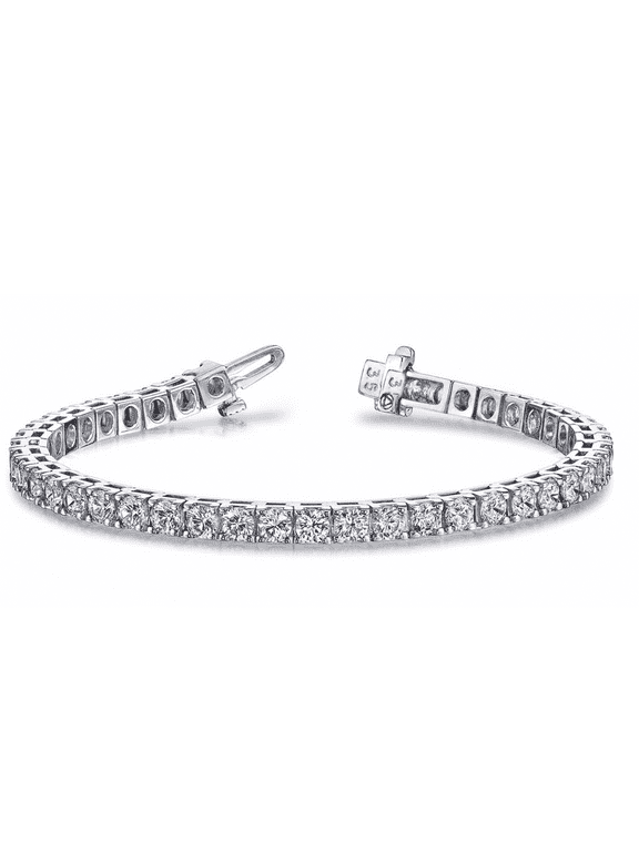Amy and Annette Simulated Diamond Tennis Bracelet in 18K White Gold Plated