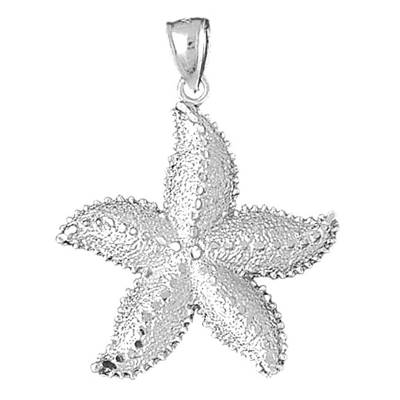 18K White Gold Starfish Pendant - 40 mm