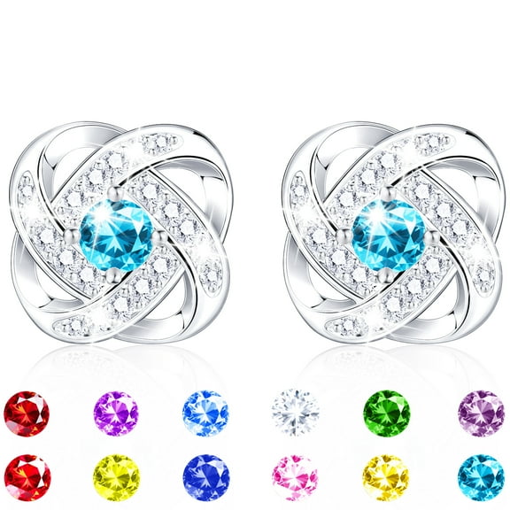 APSVO Christmas Jewelry Gifts for Women Girls Teen Tween Daughter Girlfriend Wife Mom Adults Stocking Stuffers for Kids Age Love Knot S925 Sterling Silver December Birthstone Earrings Birthday Ideas