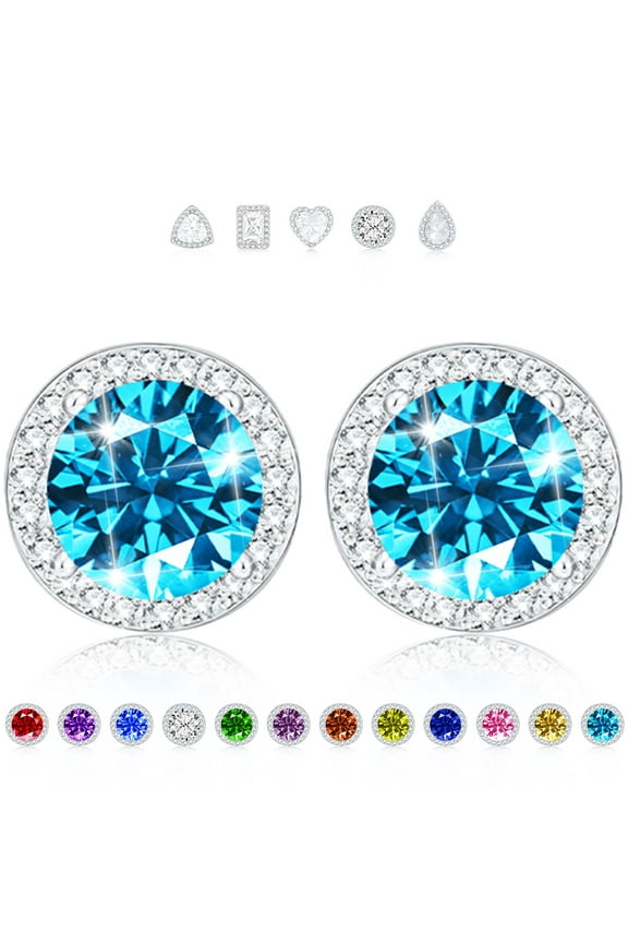 Stud Earrings for Women Girls Hypoallergenic CZ S925 Sterling Silver Post December Birthstone Earrings with Blue Tanzanite Birthday Easter Basket Stuffers Jewelry Gifts Teen Adults Kids