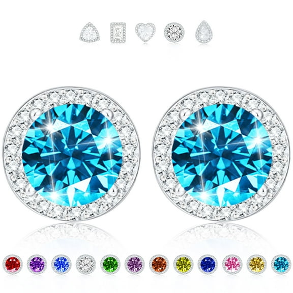 APSVO Stud Earrings for Women Girls Hypoallergenic CZ S925 Sterling Silver Post December Birthstone Earrings with Blue Tanzanite Birthday Easter Basket Stuffers Jewelry Gifts Teen Adults Kids