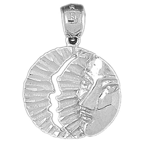 18K White Gold Sun And Moon Pendant - 26 mm