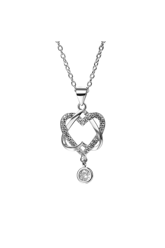 18K White Gold Plated Heart Pendant Necklace with crystals from Swarovski