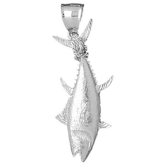 18K White Gold Tuna Pendant - 63 mm