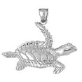 thumbnail image 1 of 18K White Gold Turtles Pendant - 31 mm, 1 of 2