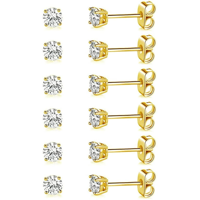 18K White Gold Yellow Gold Plated 3/4/5/6/7mm Round Cut Cubic